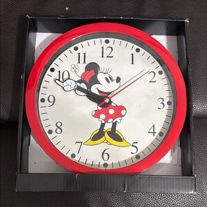 Disney Minnie Mouse Red and Yellow Wall Clock